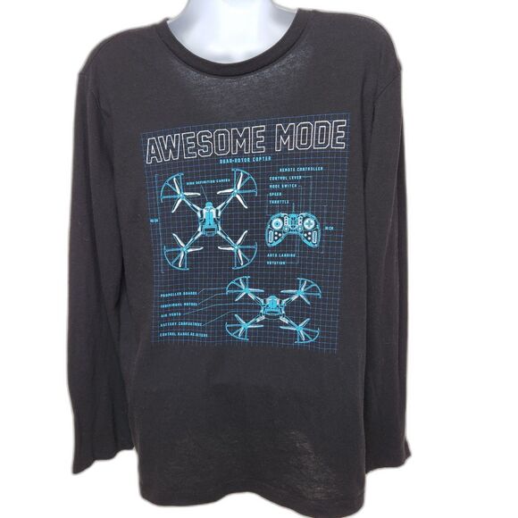 Old Navy Woman's Awesome Mode Drone T Shirt Sz XXL Black Long Sleeve Graphic - Picture 1 of 6